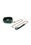 Collier de Soumission avec Laisse Mossy Chic - Cuir vert
