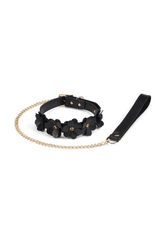 Collier de Soumission cuir avec Laisse - Flower Rhythm