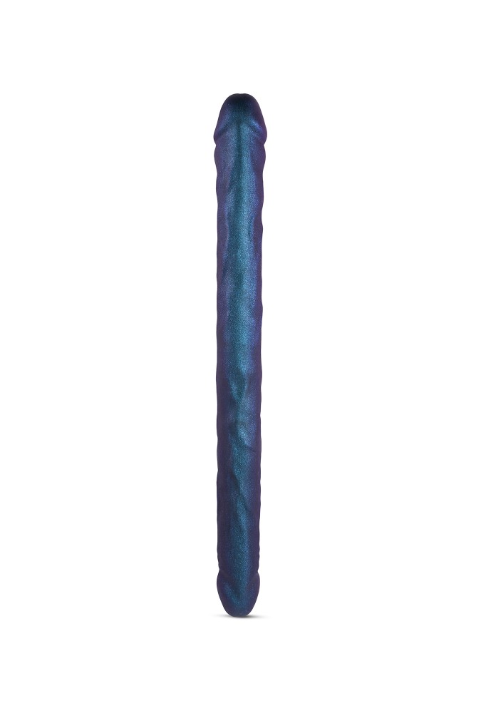 Double dong realistic dildo - Metallic blue