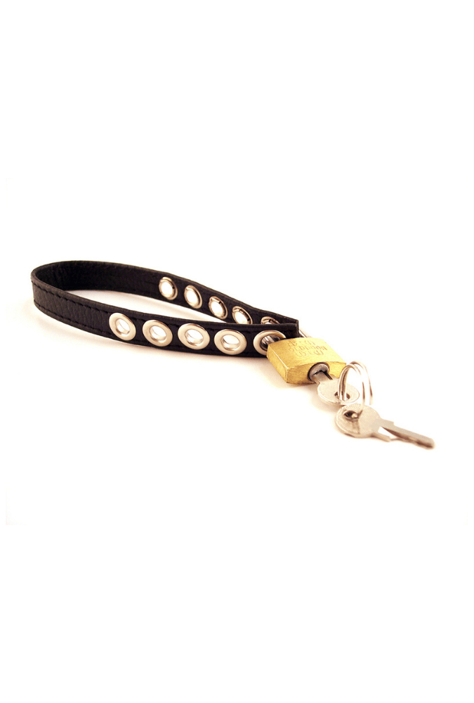Cockring ajustable verrouillable avec cadenas - Cuir