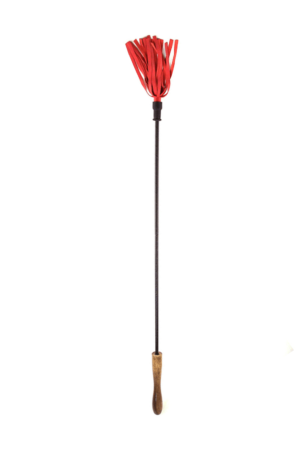 Riding crop with round wooden handle - Leather