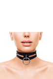 Modisches Unterwerfungshalsband mit Ring – Leder