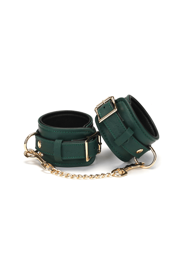 Mossy Chic Ankle Cuffs - Green Leather