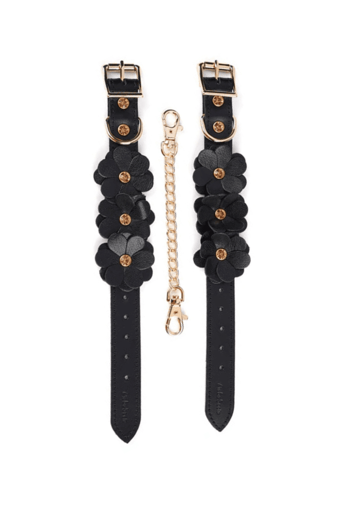 Leather Wrist Handcuffs - Flower Rhythm