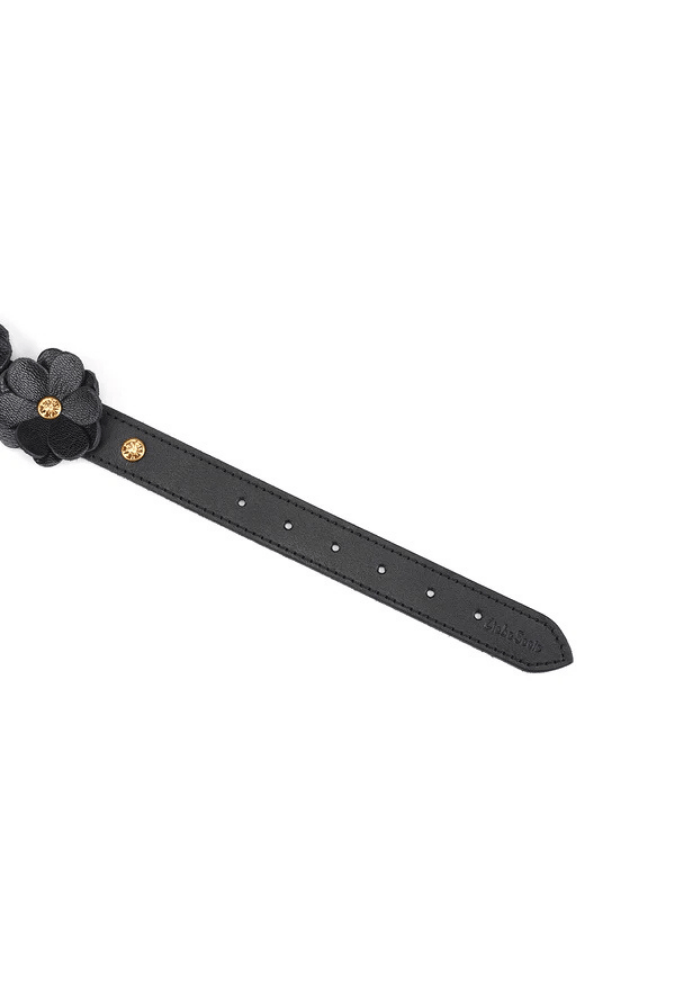 Leather Submission Collar with Leash - Flower Rhythm
