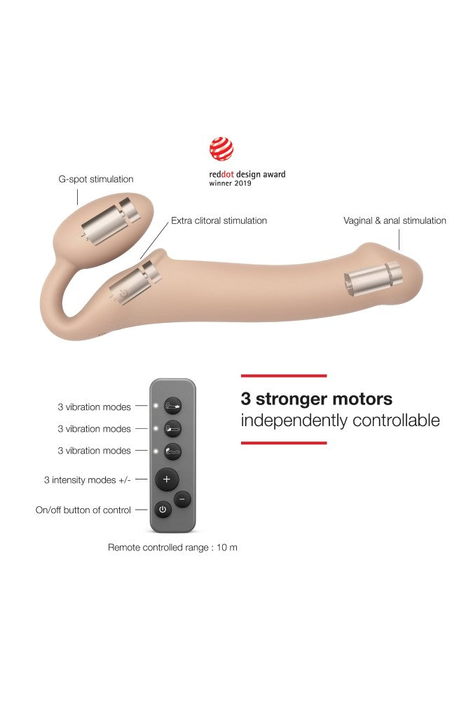 Vibrating bendable strap-on