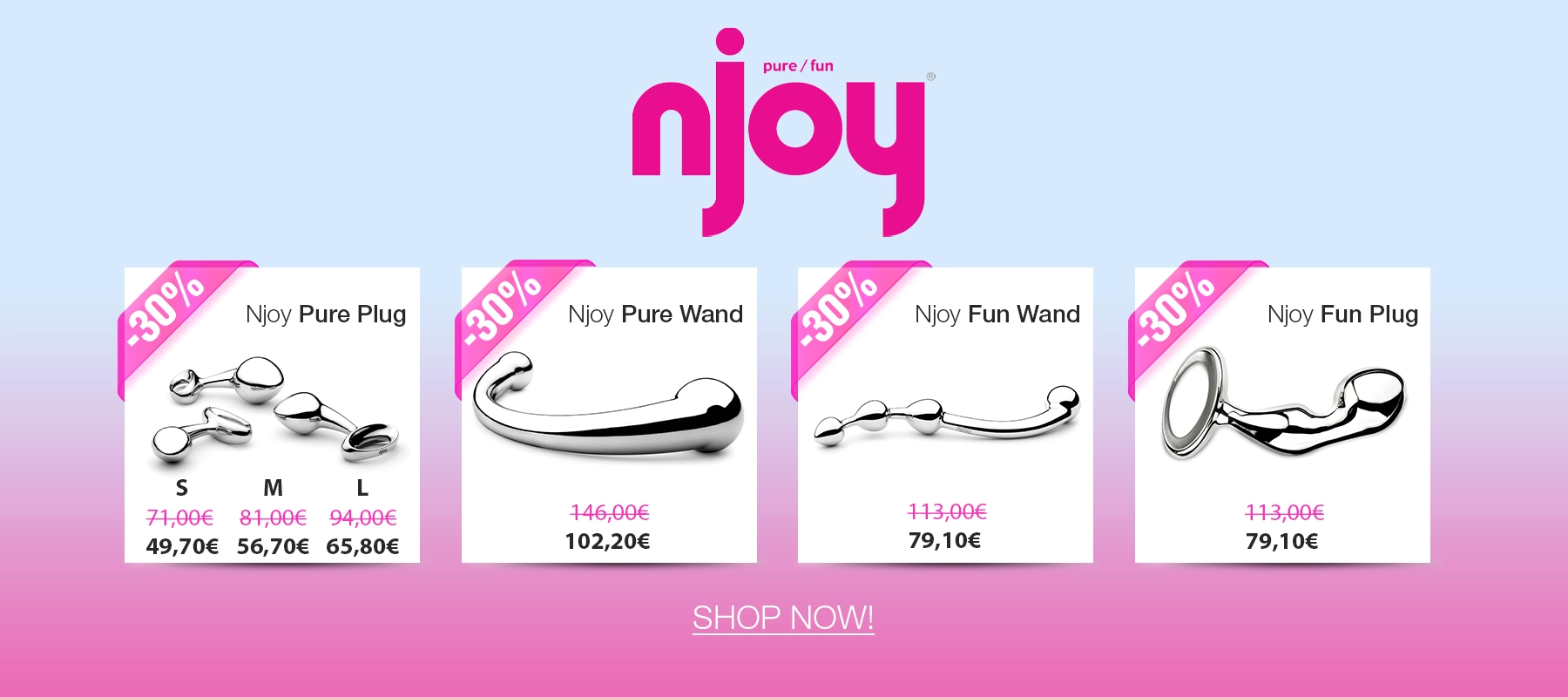 4 steel anal plugs NJOY on sale